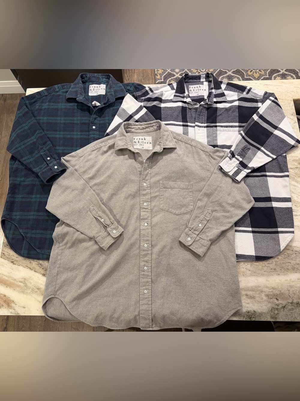 Set of 3 Frank & Eileen Mackenzie Button Up Down Shirt One Size Plaid Flannel